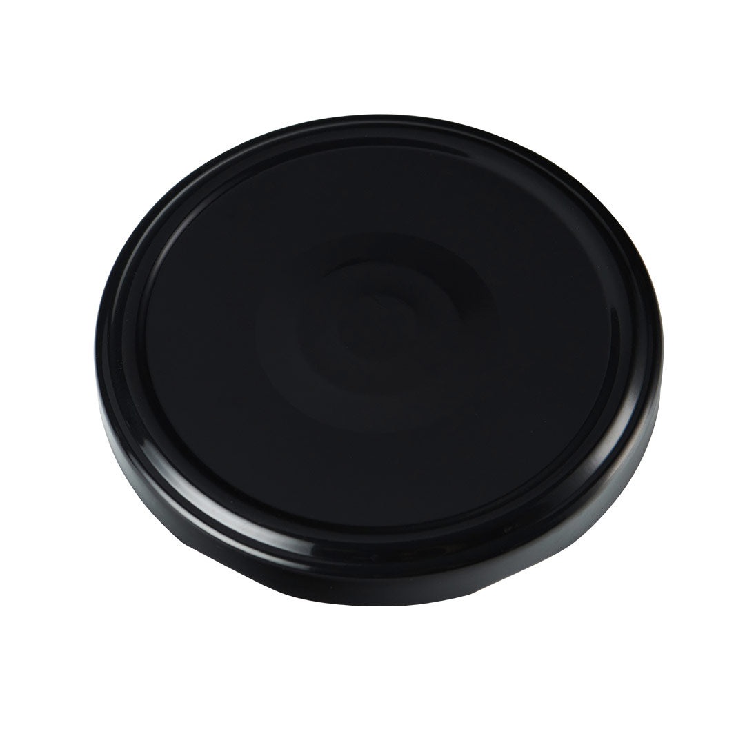 82mm BLACK Button Puff Compound Metal Twist Cap - Bag (48 Units)