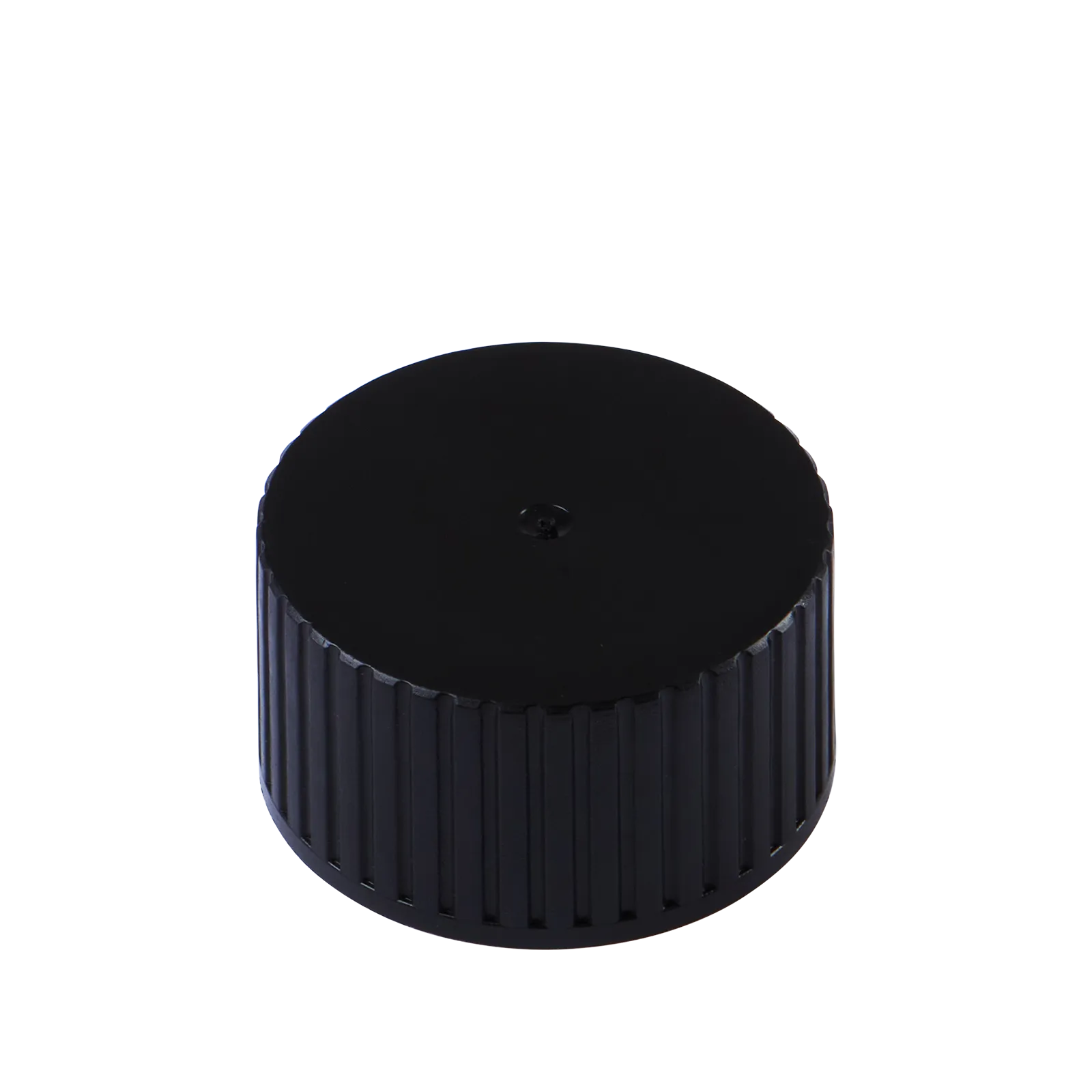 28mm BLACK PP 410 Ribbed Screw Cap PE Liner 1mm - Carton (4000 Units)