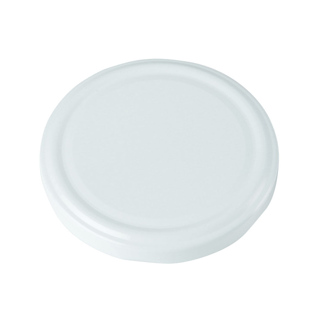 82mm WHITE Non Button Puff Compound Metal Twist Cap - Bag (48 Units)