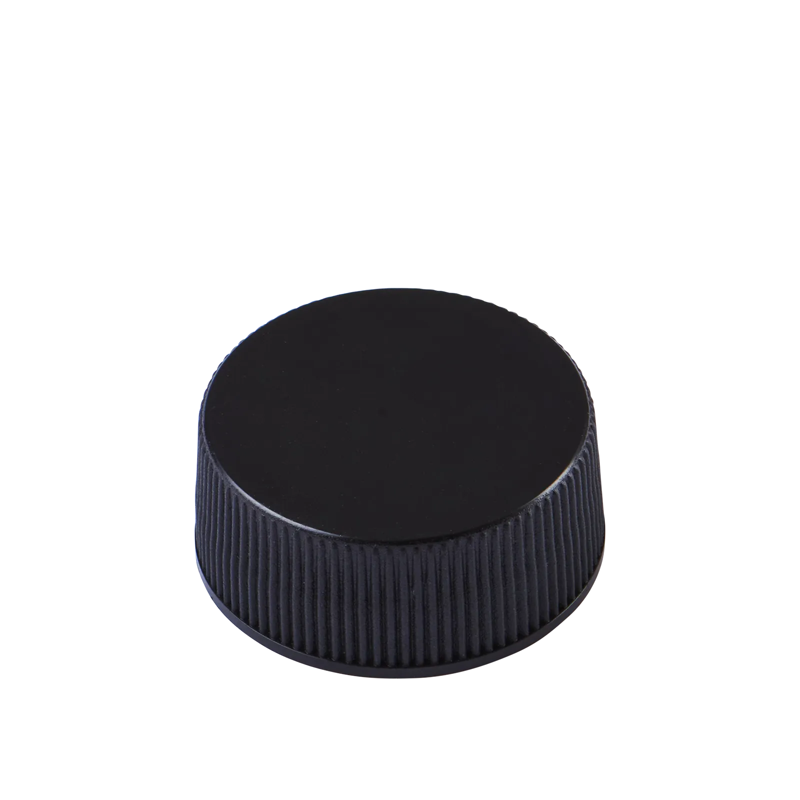 28mm BLACK PP 400 Ribbed Screw Cap PE Liner 1mm - Bag (40 Units)